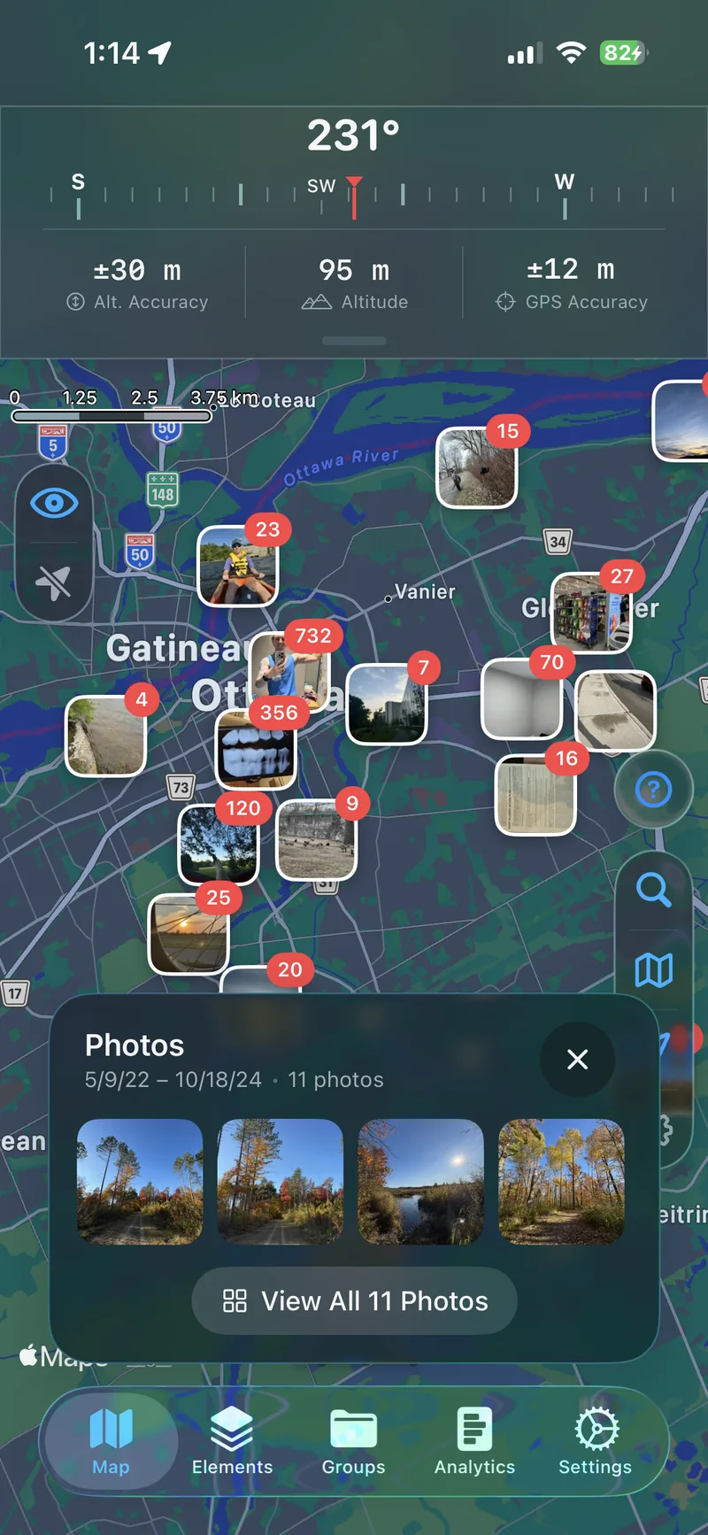 Photos on the map